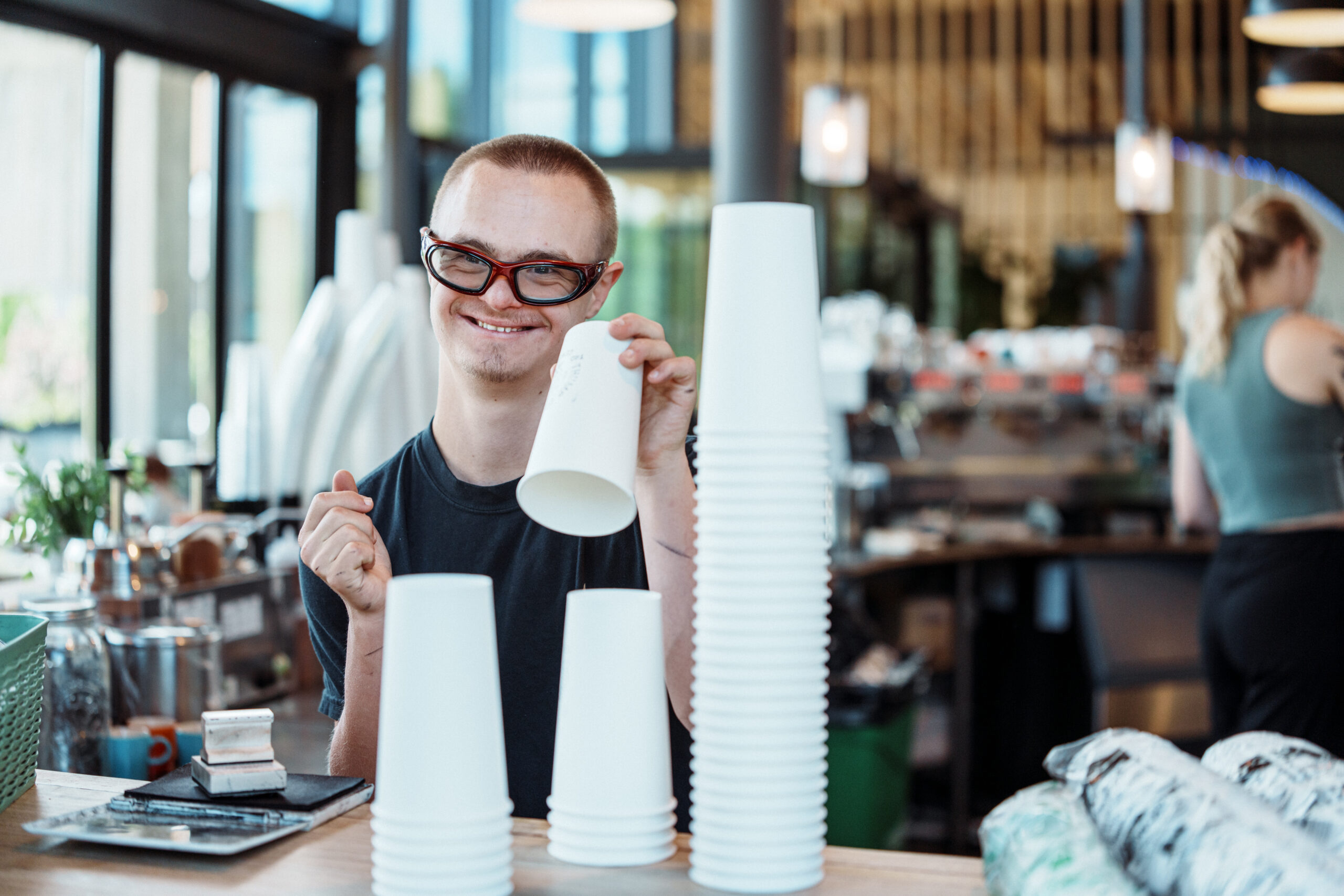 Man working at coffee shop